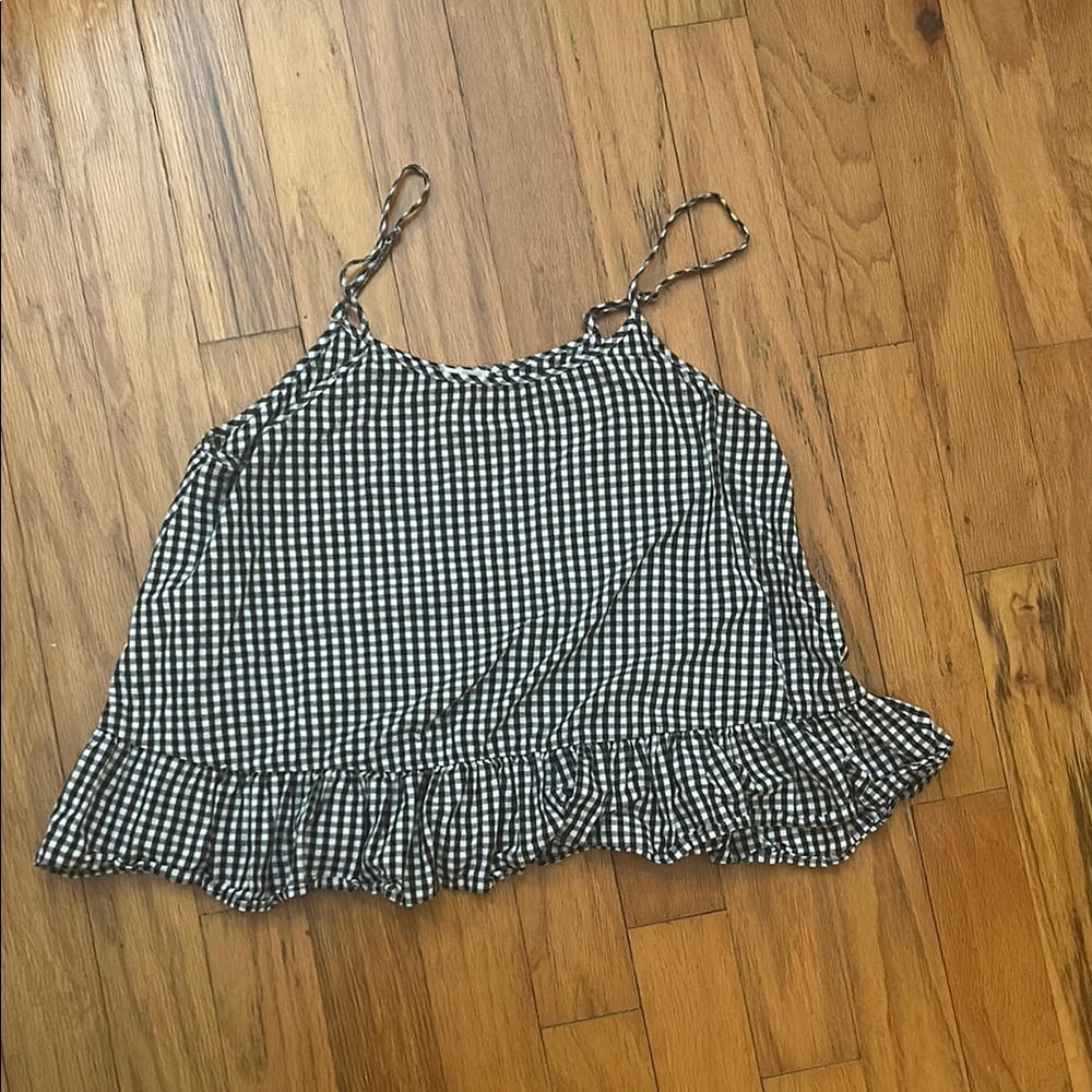 Caution To The Wind Black and White Checkered Camisole